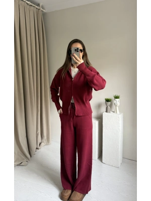 Bordo Çift Fermuarlı Viral Takım