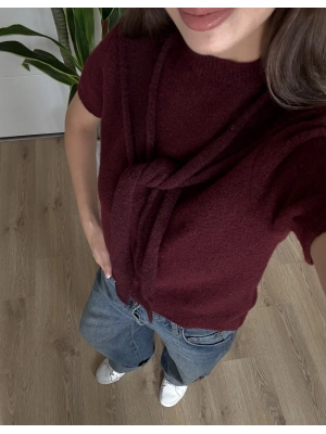 Bordo Kısa Kollu Triko