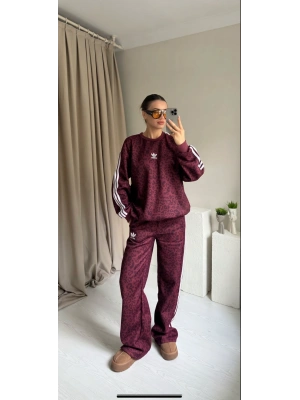 Bordo Leopar Eşofman Takımı
