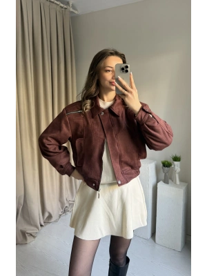 Bordo Tasarım Vatkalı Süet Ceket