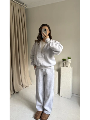 Gri V Yaka Eşofman Takımı