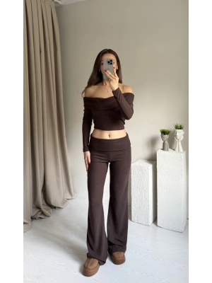 Kahve Bel Katlamalı Yumoş Takım