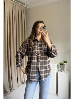 Kahve Ekose Vatkalı Gömlek