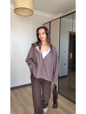 Kahve Ekose Yağmurluk/Gömlek