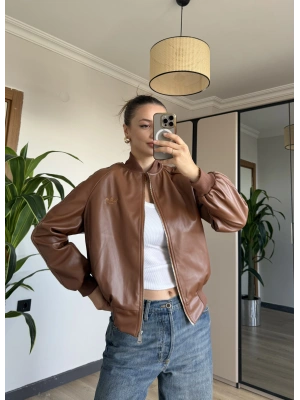 Kahve İçi Astarlı Deri Ceket
