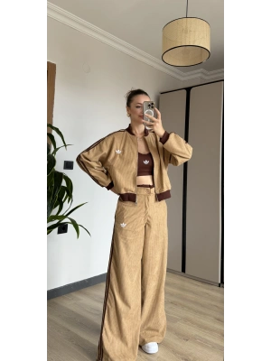 Kahve Kadife Üçlü Ceket Takım