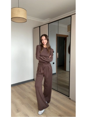 Kahve Vatkalı Bel Bağlamalı Takım