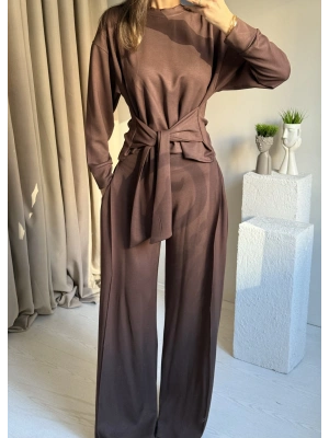 Kahverengi Kuşaklı Modal Takım