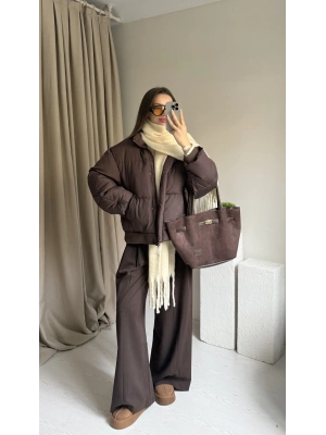 Kahverengi Puffer Mont