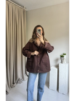 Kahverengi Yaka Detaylı Parka