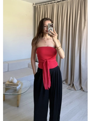 Kırmızı Brshk Fiyonklu Crop