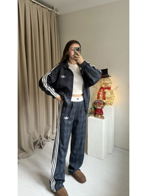 Lacivert Ekose Ceket Takım