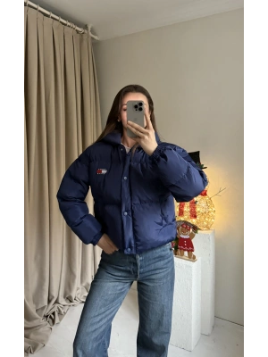 Lacivert Marka Puffer Mont