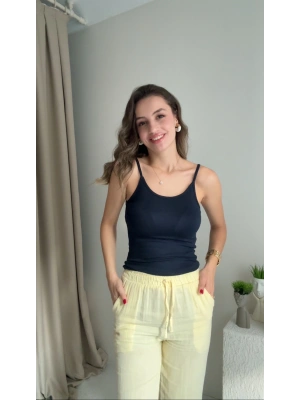 Lacivert Oysh Marka Askılı Bluz