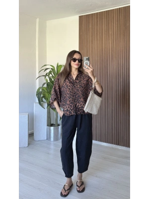 Leopar Desenli Gömlek