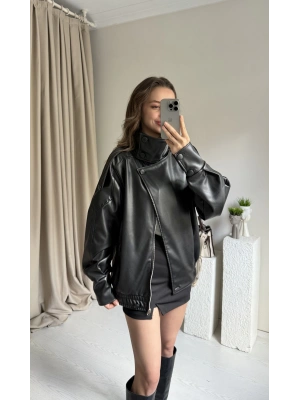 Marka Muadil Viral Düğme Detaylı Deri Ceket