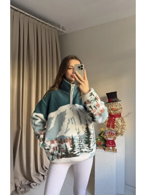 Oys Muadil Dağ Desenli Kazak