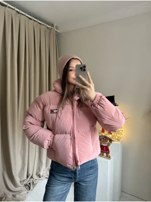 Pembe Marka Puffer Mont