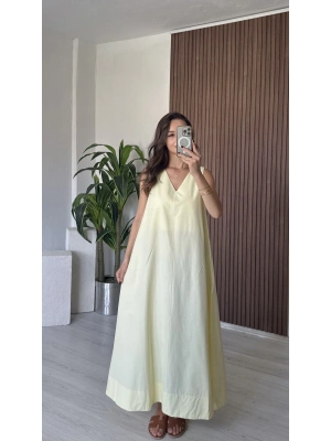 Sarı Kalın Askı Elbise