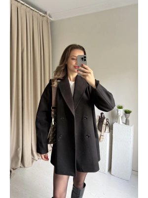 Siyah Çift Düğmeli Kaşe Premıum Ceket