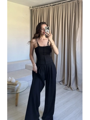 Siyah Dantelli Agraflı Takım
