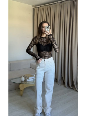 Siyah Dantelli Bodysuit