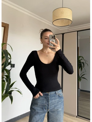 Siyah Göğüs Pedli Toparlayıcı Bluz
