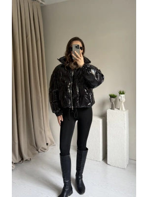 Siyah İçi Dolgulu Bomber Mont
