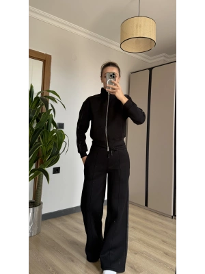 Siyah Marka Model Hırka Eşofman Takım
