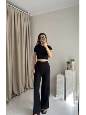 Siyah Oysh Marka Crop Takım