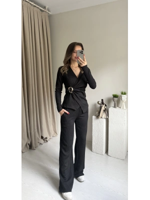 Siyah Toka Detaylı Uzun Kollu Takım