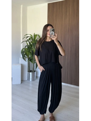 Siyah Tshirt Şalvar Takım