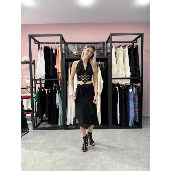 Black Lace Dantel Etek