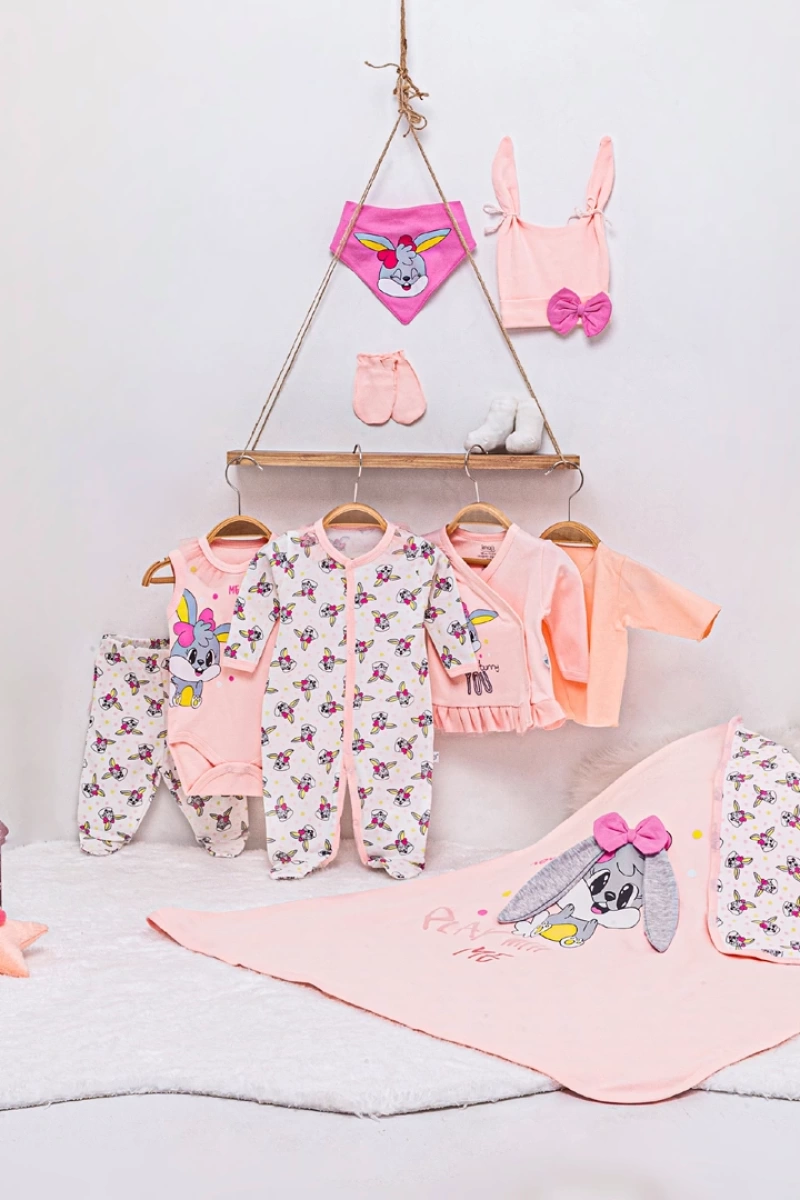 Kız Bunny Tulumlu 10 lu Zıbın Seti-Hastane Çıkış Seti
