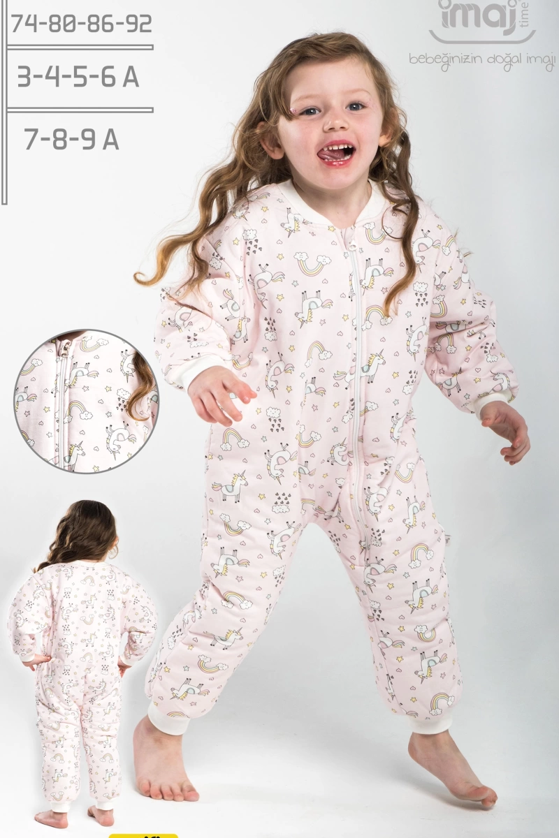 Kız Elyaflı Unicorn Desenli Uyku Tulumu