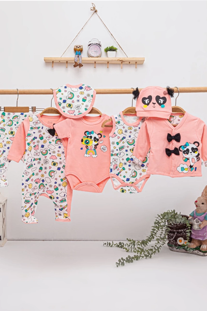 Kız Gökkuşağı Panda  8 Li Zıbın Seti-Hastane Çıkış Seti