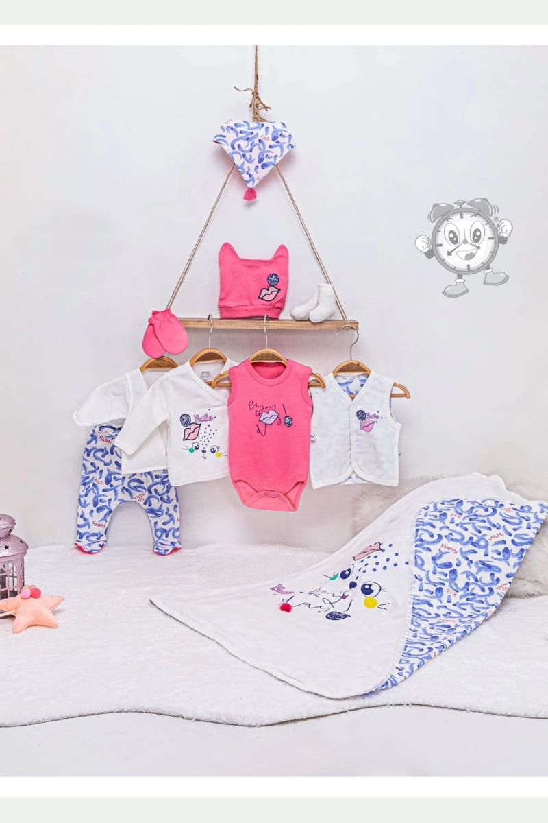 PEMBE ÖPÜCÜK KIZ YELEKLİ 10 LU SET PEMBE