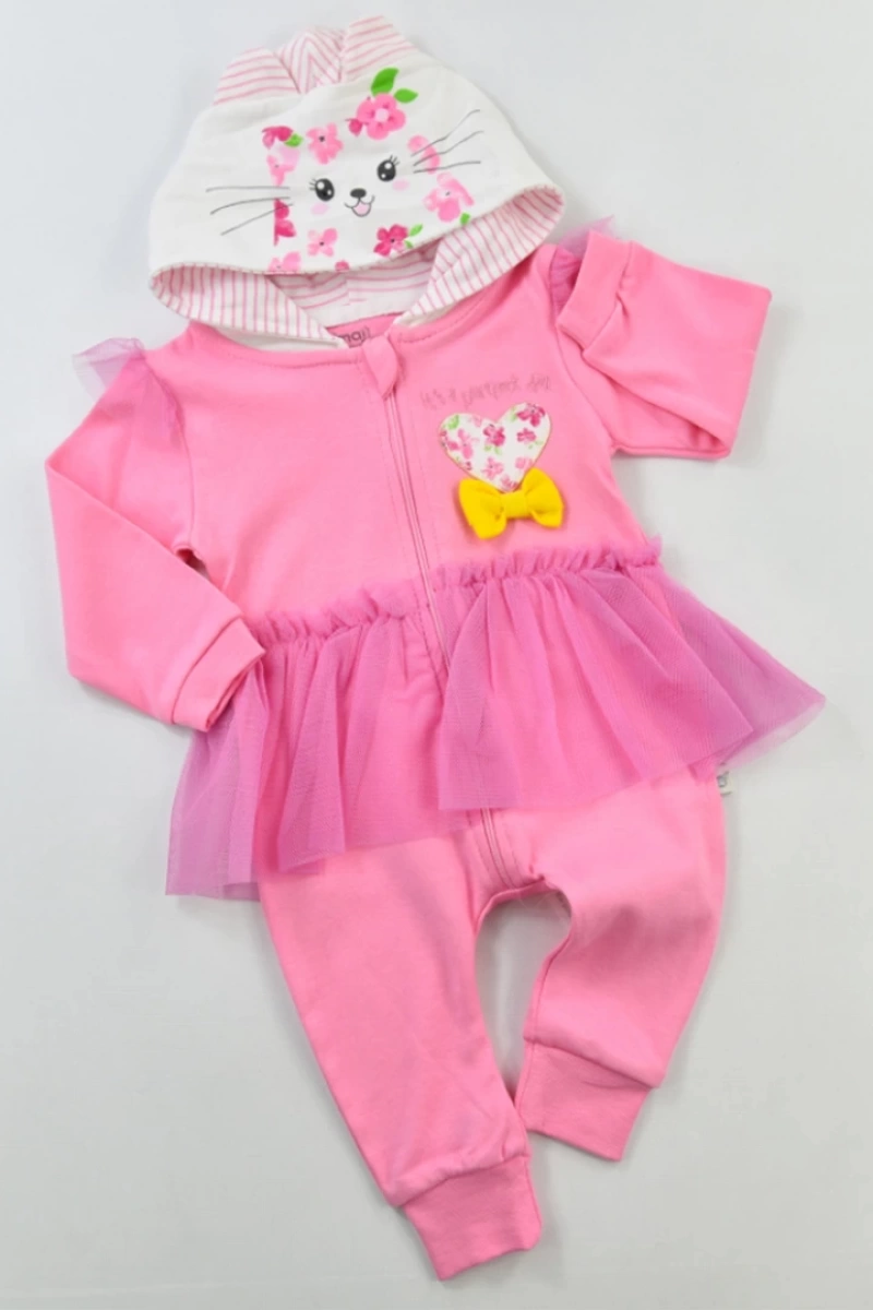 PEMBE İMAJ KIZ KITTY KAPŞONLU TULUM