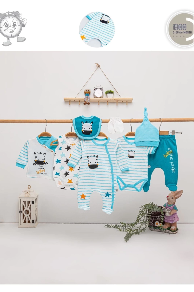 Erkek Baby Zebra 8 li Set-Hastane Çıkış Seti