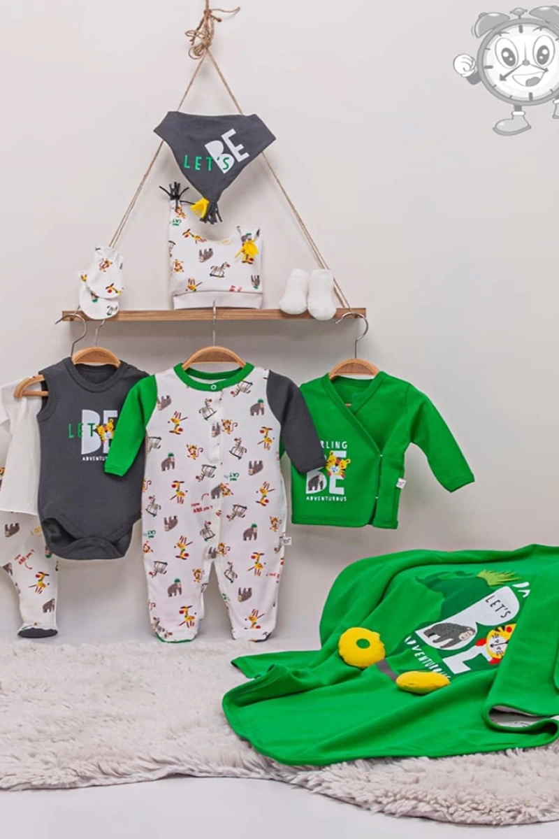 Erkek Safari Tulumlu 10 lu Set-Hastane Çıkış Seti