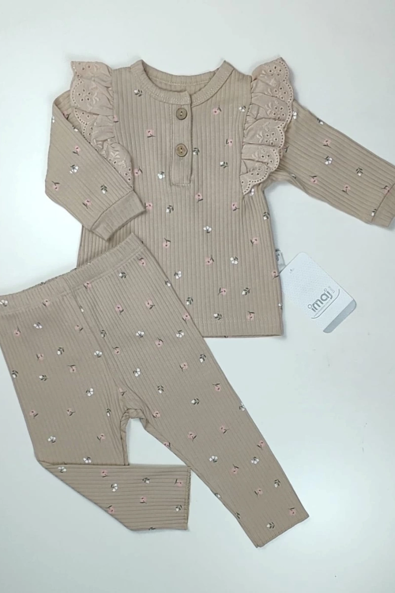 BEJ MİNİK ÇİÇEKLER 3M/62CM KIZ 2 Lİ PİJAMA TAKIM