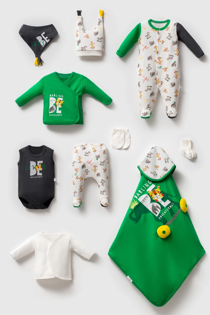 Erkek Safari Tulumlu 10 lu Set-Hastane Çıkış Seti