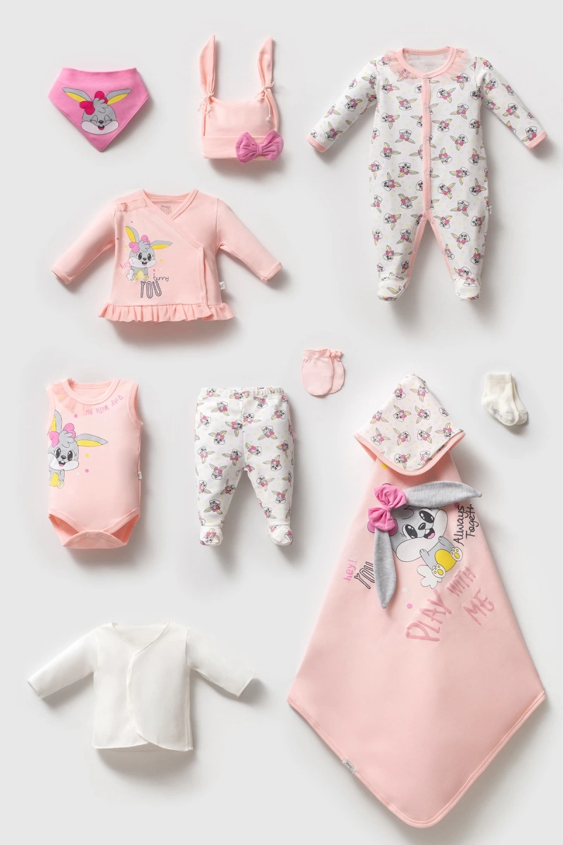 Kız Bunny Tulumlu 10 lu Zıbın Seti-Hastane Çıkış Seti