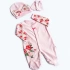 Kız Rose Şapkalı Eldivenli 3 Parçalı Tulum Set