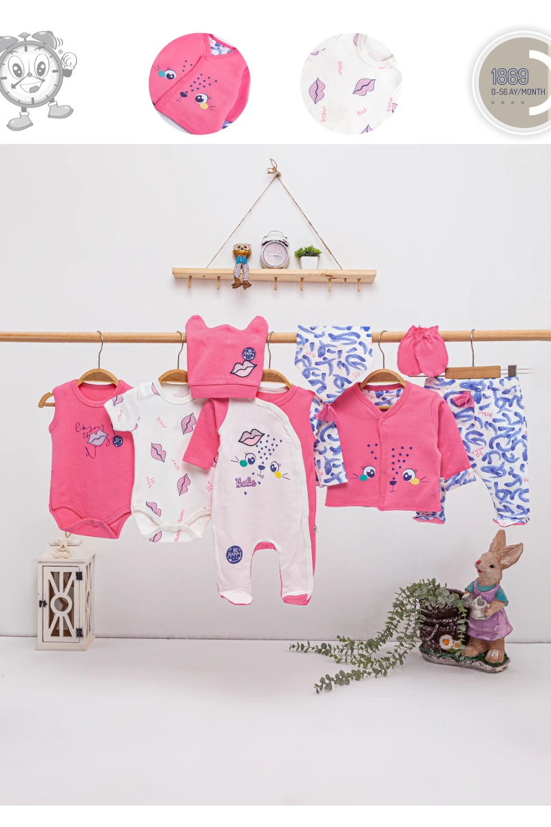 Kız Bebek Öpücük 8 Li Zıbın Set-Hastane Çıkış Seti