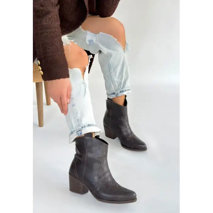 AKVER ACI KAHVE CİLT TOPUKLU BOT