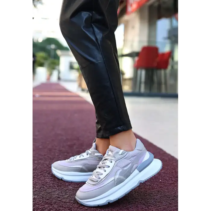 ALEH GRİ CİLT BAĞCIKLI SPOR AYAKKABI