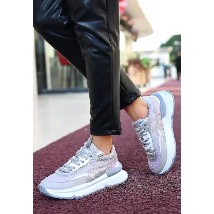 ALEH GRİ CİLT BAĞCIKLI SPOR AYAKKABI