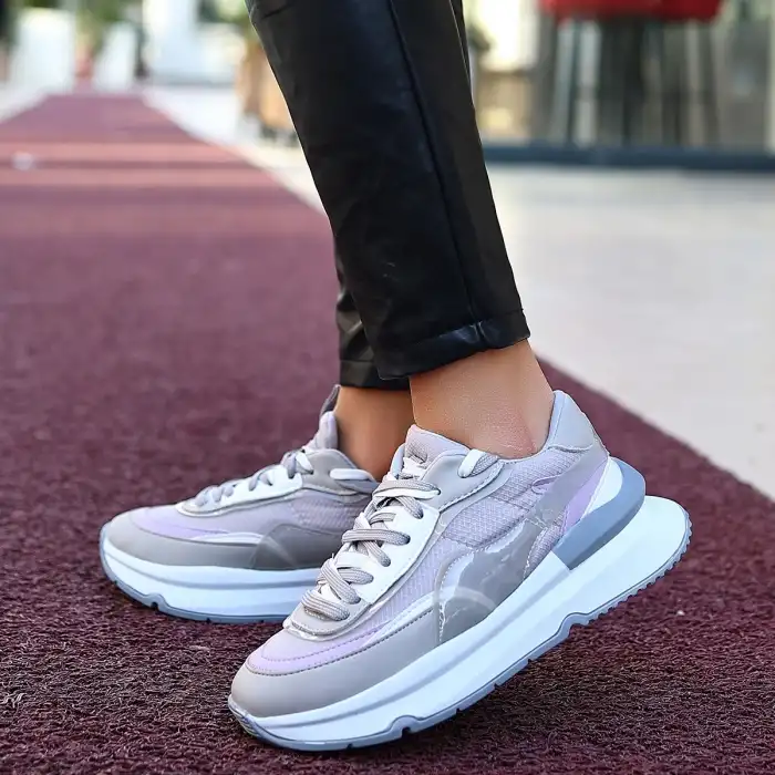 ALEH GRİ CİLT BAĞCIKLI SPOR AYAKKABI