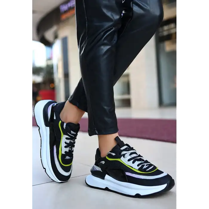 ALEH SİYAH CİLT LİLA DETAYLI SPOR AYAKKABI